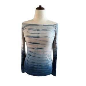 Hard Tail | Sexy off the shoulder Blue Ombre Women's Tee | sz L | Excellent Cond